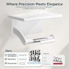 imageFORIOUS Toilet Paper Holder with Phone Shelf Natural Marble Wall Mount Tissue Roll Holder for Bathroom Washroom 304 Stainless Steel Commercial Toilet Tissue Dispensers with Shelf Matte BlackWhite
