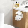 imageFORIOUS Toilet Paper Holder with Shelf Adhesive or Screw Wall Mount Toilet Paper Roll Holder for Bathroom SUS 304 Stainless Steel Commercial Toilet Tissue Holder Dispenser Oil Rubbed BronzeWhite