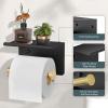 imageFORIOUS Toilet Paper Holder with Shelf Adhesive or Screw Wall Mount Toilet Paper Roll Holder for Bathroom SUS 304 Stainless Steel Commercial Toilet Tissue Holder Dispenser Oil Rubbed BronzeMatte Black  Brushed Gold