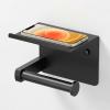imageFORIOUS Toilet Paper Holder with Shelf Adhesive or Screw Wall Mount Toilet Paper Roll Holder for Bathroom SUS 304 Stainless Steel Commercial Toilet Tissue Holder Dispenser Oil Rubbed BronzeMatte Black
