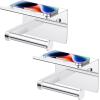 imageFORIOUS Toilet Paper Holder with Shelf Adhesive or Screw Wall Mount Toilet Paper Roll Holder for Bathroom SUS 304 Stainless Steel Commercial Toilet Tissue Holder Dispenser Oil Rubbed BronzeChrome