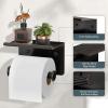 imageFORIOUS Toilet Paper Holder with Shelf Adhesive or Screw Wall Mount Toilet Paper Roll Holder for Bathroom SUS 304 Stainless Steel Commercial Toilet Tissue Holder Dispenser Oil Rubbed BronzeOil Rubbed Bronze