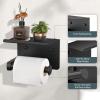 imageFORIOUS Toilet Paper Holder with Shelf Adhesive or Screw Wall Mount Toilet Paper Roll Holder for Bathroom SUS 304 Stainless Steel Commercial Toilet Tissue Holder Dispenser Oil Rubbed BronzeMatte Black