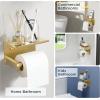 imageFORIOUS Toilet Paper Holder with Shelf Adhesive or Screw Wall Mount Toilet Paper Roll Holder for Bathroom SUS 304 Stainless Steel Commercial Toilet Tissue Holder Dispenser Oil Rubbed BronzeBrushed Gold
