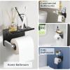 imageFORIOUS Toilet Paper Holder with Shelf Adhesive or Screw Wall Mount Toilet Paper Roll Holder for Bathroom SUS 304 Stainless Steel Commercial Toilet Tissue Holder Dispenser Oil Rubbed BronzeMatte Black  Brushed Nickel