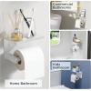imageFORIOUS Toilet Paper Holder with Shelf Adhesive or Screw Wall Mount Toilet Paper Roll Holder for Bathroom SUS 304 Stainless Steel Commercial Toilet Tissue Holder Dispenser Oil Rubbed BronzeWhite
