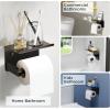 imageFORIOUS Toilet Paper Holder with Shelf Adhesive or Screw Wall Mount Toilet Paper Roll Holder for Bathroom SUS 304 Stainless Steel Commercial Toilet Tissue Holder Dispenser Oil Rubbed BronzeOil Rubbed Bronze