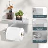 imageFORIOUS Toilet Paper Holder with Shelf Adhesive or Screw Wall Mount Toilet Paper Roll Holder for Bathroom SUS 304 Stainless Steel Commercial Toilet Tissue Holder Dispenser Oil Rubbed BronzeStainless Steel