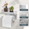 imageFORIOUS Toilet Paper Holder with Shelf Adhesive or Screw Wall Mount Toilet Paper Roll Holder for Bathroom SUS 304 Stainless Steel Commercial Toilet Tissue Holder Dispenser Oil Rubbed BronzeStainless Steel