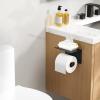 imageFORIOUS Toilet Paper Holder with Shelf Adhesive or Screw Wall Mount Toilet Paper Roll Holder for Bathroom SUS 304 Stainless Steel Commercial Toilet Tissue Holder Dispenser Oil Rubbed BronzeOil Rubbed Bronze