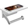 imageFORIOUS Toilet Paper Holder with Phone Shelf Natural Marble Wall Mount Tissue Roll Holder for Bathroom Washroom 304 Stainless Steel Commercial Toilet Tissue Dispensers with Shelf Matte BlackBrushed Nickel
