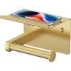 imageFORIOUS Toilet Paper Holder with Shelf Adhesive or Screw Wall Mount Toilet Paper Roll Holder for Bathroom SUS 304 Stainless Steel Commercial Toilet Tissue Holder Dispenser Oil Rubbed BronzeBrushed Gold