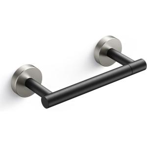 imageFORIOUS Toilet Paper Holder Wall Mount Stainless Steel Rustproof Double Post Pivoting Tissue Roll Holder for Bathroom Commercial Toilet Paper Dispenser Oil Rubbed BronzeMatte Black  Stainless Steel