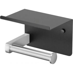 imageFORIOUS Toilet Paper Holder with Shelf Adhesive or Screw Wall Mount Toilet Paper Roll Holder for Bathroom SUS 304 Stainless Steel Commercial Toilet Tissue Holder Dispenser Oil Rubbed BronzeMatte Black  Brushed Nickel