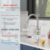 imageFORIOUS Black Bar Sink Faucet for Kitchen Sink Modern Single Handle Kitchen Faucet with Pull Down Sprayer Stainless Steel High Arc with Deck Plate for 1 or 3 Hole Suitable for Bathroom RV CamperStainless Steel