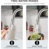 imageFORIOUS Black Bar Sink Faucet for Kitchen Sink Modern Single Handle Kitchen Faucet with Pull Down Sprayer Stainless Steel High Arc with Deck Plate for 1 or 3 Hole Suitable for Bathroom RV CamperStainless Steel