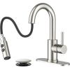 imageFORIOUS Black Bathroom Faucet 1 or 3 Hole Single Handle Matte Black Bathroom Sink Faucet 2 Pack with cUPC Supply Line and Pop Up Drain Suitable for Bar RV Vanity Restroom CommerialStainless Steel