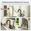 imageFORIOUS Black Bathroom Faucet 1 or 3 Hole Single Handle Matte Black Bathroom Sink Faucet 2 Pack with cUPC Supply Line and Pop Up Drain Suitable for Bar RV Vanity Restroom CommerialMatte Black