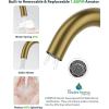 imageFORIOUS Black Bathroom Faucet 1 or 3 Hole Single Handle Matte Black Bathroom Sink Faucet 2 Pack with cUPC Supply Line and Pop Up Drain Suitable for Bar RV Vanity Restroom CommerialBrushed Gold