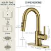 imageFORIOUS Black Bathroom Faucet 1 or 3 Hole Single Handle Matte Black Bathroom Sink Faucet 2 Pack with cUPC Supply Line and Pop Up Drain Suitable for Bar RV Vanity Restroom CommerialBrushed Gold