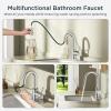 imageFORIOUS Black Bathroom Faucet 1 or 3 Hole Single Handle Matte Black Bathroom Sink Faucet 2 Pack with cUPC Supply Line and Pop Up Drain Suitable for Bar RV Vanity Restroom CommerialStainless Steel