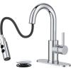 imageFORIOUS Black Bathroom Faucet 1 or 3 Hole Single Handle Matte Black Bathroom Sink Faucet 2 Pack with cUPC Supply Line and Pop Up Drain Suitable for Bar RV Vanity Restroom CommerialChrome