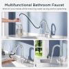 imageFORIOUS Black Bathroom Faucet 1 or 3 Hole Single Handle Matte Black Bathroom Sink Faucet 2 Pack with cUPC Supply Line and Pop Up Drain Suitable for Bar RV Vanity Restroom CommerialChrome