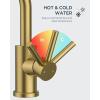 imageFORIOUS Black Bathroom Faucet 1 or 3 Hole Single Handle Matte Black Bathroom Sink Faucet 2 Pack with cUPC Supply Line and Pop Up Drain Suitable for Bar RV Vanity Restroom CommerialBrushed Gold