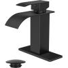imageFORIOUS Black Kitchen Faucet Waterfall Bathroom Faucet