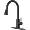 imageFORIOUS Black Kitchen Faucet and Bar Sink Faucet with Pull Down Sprayer for Bar Bathroom Farmhouse Camper Laundry Rv