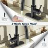 imageFORIOUS Matte Black Bathroom Faucet 1 Hole 360 Swivel Single Handle Bathroom Sink Faucet with Pop Up Drain
