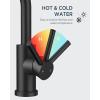 imageFORIOUS Matte Black Bathroom Faucet 1 Hole 360 Swivel Single Handle Bathroom Sink Faucet with Pop Up Drain