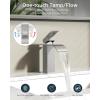 imageFORIOUS Matte Black Waterfall Bathroom Faucets 1 or 3 Hole Vanity Single Bathroom Sink Faucet with cUPC Supply Line and Pop Up Drain Suitable for Basin Rv Restroom SinkBrushed Nickel