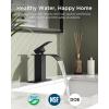 imageFORIOUS Matte Black Waterfall Bathroom Faucets 1 or 3 Hole Vanity Single Bathroom Sink Faucet with cUPC Supply Line and Pop Up Drain Suitable for Basin Rv Restroom SinkMatte Black