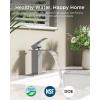 imageFORIOUS Matte Black Waterfall Bathroom Faucets 1 or 3 Hole Vanity Single Bathroom Sink Faucet with cUPC Supply Line and Pop Up Drain Suitable for Basin Rv Restroom SinkBrushed Nickel