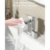 imageFORIOUS Matte Black Waterfall Bathroom Faucets 1 or 3 Hole Vanity Single Bathroom Sink Faucet with cUPC Supply Line and Pop Up Drain Suitable for Basin Rv Restroom SinkChrome