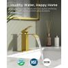 imageFORIOUS Matte Black Waterfall Bathroom Faucets 1 or 3 Hole Vanity Single Bathroom Sink Faucet with cUPC Supply Line and Pop Up Drain Suitable for Basin Rv Restroom SinkBrushed Gold