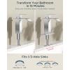 imageFORIOUS Matte Black Waterfall Bathroom Faucets 1 or 3 Hole Vanity Single Bathroom Sink Faucet with cUPC Supply Line and Pop Up Drain Suitable for Basin Rv Restroom SinkChrome