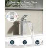 imageFORIOUS Matte Black Waterfall Bathroom Faucets 1 or 3 Hole Vanity Single Bathroom Sink Faucet with cUPC Supply Line and Pop Up Drain Suitable for Basin Rv Restroom SinkChrome