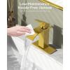 imageFORIOUS Matte Black Waterfall Bathroom Faucets 1 or 3 Hole Vanity Single Bathroom Sink Faucet with cUPC Supply Line and Pop Up Drain Suitable for Basin Rv Restroom SinkBrushed Gold