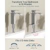 imageFORIOUS Matte Black Waterfall Bathroom Faucets 1 or 3 Hole Vanity Single Bathroom Sink Faucet with cUPC Supply Line and Pop Up Drain Suitable for Basin Rv Restroom SinkBrushed Nickel
