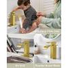 imageFORIOUS Matte Black Waterfall Bathroom Faucets 1 or 3 Hole Vanity Single Bathroom Sink Faucet with cUPC Supply Line and Pop Up Drain Suitable for Basin Rv Restroom SinkBrushed Gold