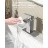 imageFORIOUS Matte Black Waterfall Bathroom Faucets 1 or 3 Hole Vanity Single Bathroom Sink Faucet with cUPC Supply Line and Pop Up Drain Suitable for Basin Rv Restroom SinkBrushed Nickel