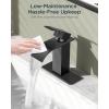 imageFORIOUS Matte Black Waterfall Bathroom Faucets 1 or 3 Hole Vanity Single Bathroom Sink Faucet with cUPC Supply Line and Pop Up Drain Suitable for Basin Rv Restroom SinkMatte Black