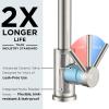 imageFORIOUS Modern Bar Sink Faucet Brushed Nickel Stainless Steel Single Handle Small Kitchen Sink Faucet with Pull Out Sprayer 360 Swivel Spout LShaped Design Suitable for Camper Outdoor Bathroom RVStainless Steel