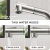 imageFORIOUS Modern Bar Sink Faucet Brushed Nickel Stainless Steel Single Handle Small Kitchen Sink Faucet with Pull Out Sprayer 360 Swivel Spout LShaped Design Suitable for Camper Outdoor Bathroom RVStainless Steel