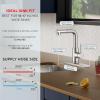 imageFORIOUS Modern Bar Sink Faucet Brushed Nickel Stainless Steel Single Handle Small Kitchen Sink Faucet with Pull Out Sprayer 360 Swivel Spout LShaped Design Suitable for Camper Outdoor Bathroom RVStainless Steel