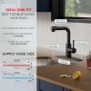 imageFORIOUS Modern Bar Sink Faucet Brushed Nickel Stainless Steel Single Handle Small Kitchen Sink Faucet with Pull Out Sprayer 360 Swivel Spout LShaped Design Suitable for Camper Outdoor Bathroom RVMatte Black