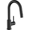 imageFORIOUS Black Bar Sink Faucet for Kitchen Sink Modern Single Handle Kitchen Faucet with Pull Down Sprayer Stainless Steel High Arc with Deck Plate for 1 or 3 Hole Suitable for Bathroom RV CamperMatte Black