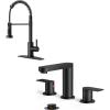 imageFORIOUS Black Kitchen Faucet  Bathroom Faucet 3 Hole